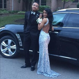 Sparkling Silver Prom Dress